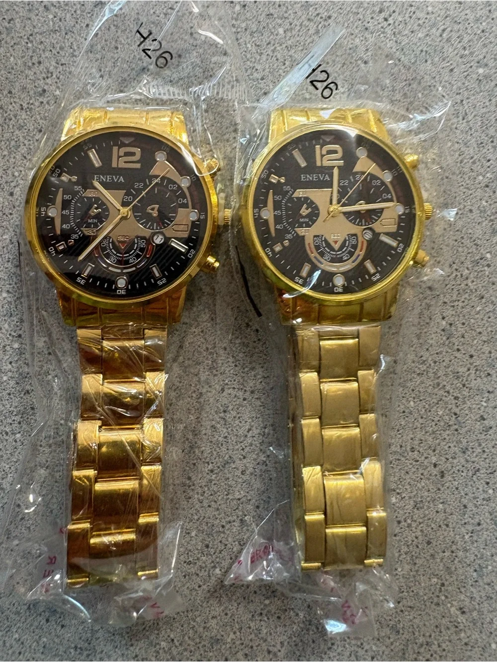 New-ENEVA Gold and Black Men’s Dress Watch Trio Dial luxury watch
